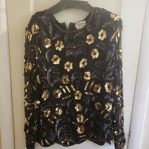 80s Vintage  Stenay Petite sequin top